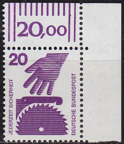GERMANY BUND [1971] MiNr 0696 A ( **/mnh ) [03] ORand Ecke