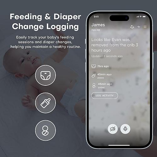 Maliton Smart Baby Monitor with Floor Stand Baby Monitors with Camera and Aud...