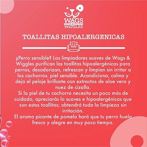 Wags & Wiggles Purify Hypoallergenic Wipes for Dogs Gently Clean & Condition ...