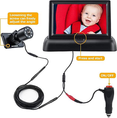 Itomoro Baby Car Mirror View Infant in Rear Facing Seat with Wide Crystal Cle...