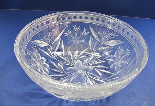 American Brilliant Period Cut Glass bowl ABP Antique Floral WHEEL CUT