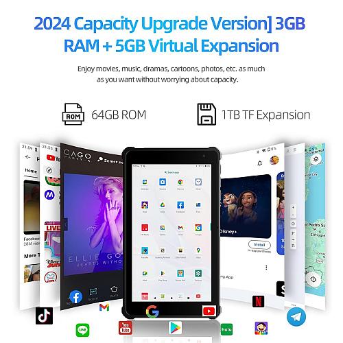 VASOUN Android Tablet 7 inchAndroid 14 Tablet PCwith 3GB3GB+5GB Expand RAM 64...