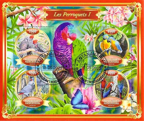 Madagascar 2022 Sheet Parrots birds 4 values (TS0080)