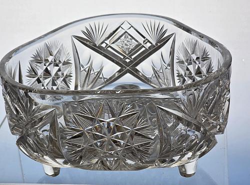 ABP cut glass Fry triangle bowl American