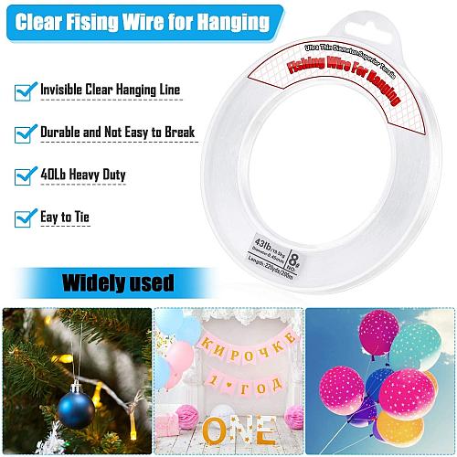 Clear Fishing Wire Acejoz 656FT Fishing Line Clear Invisible Hanging Wire Str...