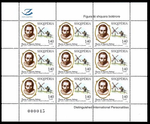 Albania Stamp 2016. Miguel de Cervantes. Don Quixote. Personalities. Sheet MNH