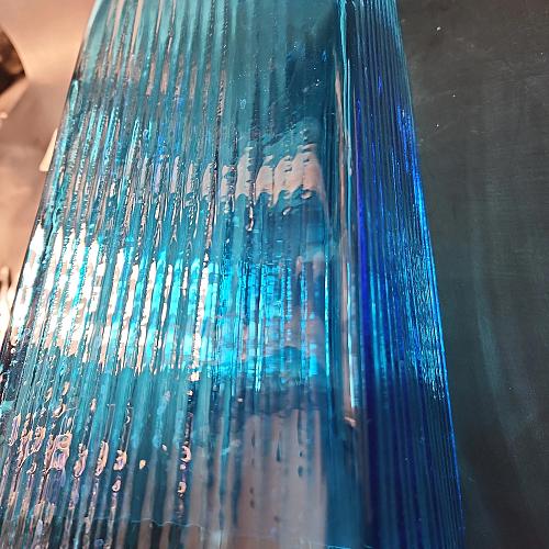 Blenko Glass blue rectangular vase 15. 75"