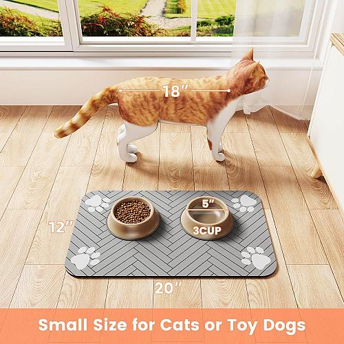 Pet Feeding Mat-Absorbent Pet Placemat for Food and Water Bowl with Waterproo...
