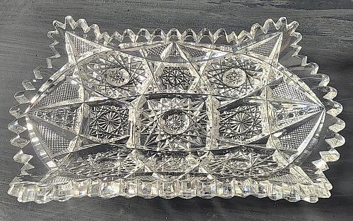 ABP Crystal Cut Glass lay down spooner dish