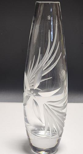 Cut Glass bud vase Lenox USA crystal Signed