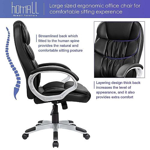 Homall Office Chair High Back Computer Desk Chair PU Leather Adjustable Heigh...