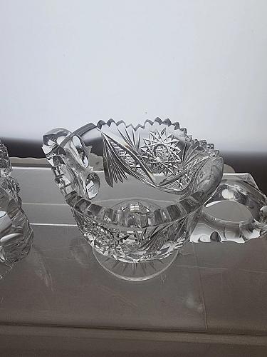 Sugar and creamer on pedestal American Brilliant Period Cut Glass Antique
