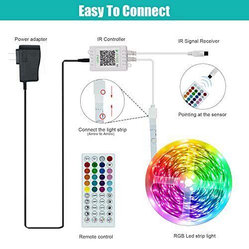 KEELIXIN 65.6ft LED Lights for Bedroom Music Sync RGB LED Strip Lights with A...