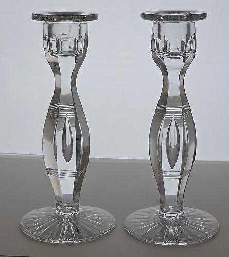 Pair of hand Cut Glass candle sticks Antique Bob28