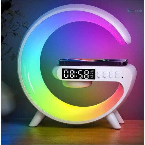Night Light Bluetooth Speaker LED Wireless Charging Timer Alarm Clock Lamp Gift