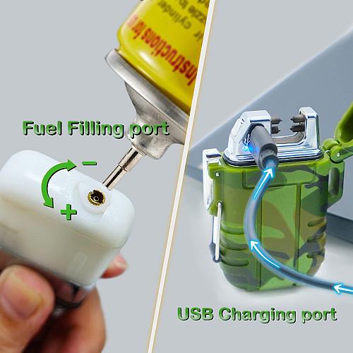 2 Pack Waterproof Lighter Outdoor Windproof Torch Lighter Dual Arc Lighter Bu...