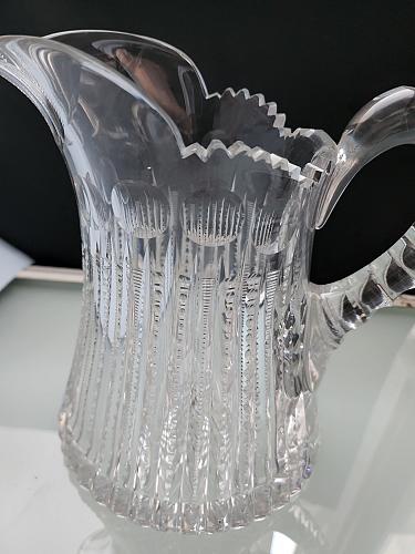 American Brilliant Period Cut Glass pitcher Zipper Antique