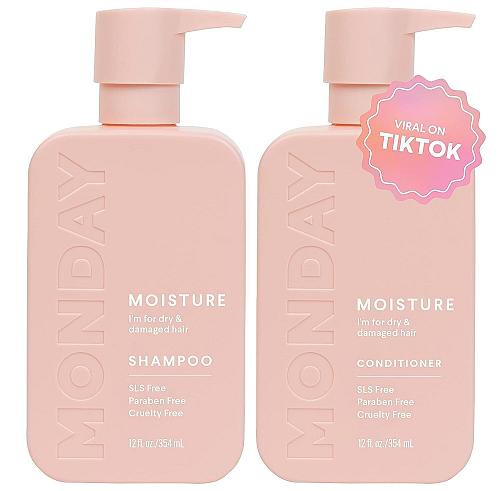 MONDAY HAIRCARE Moisture Shampoo + Conditioner Set for Dry Coarse Stressed Co...