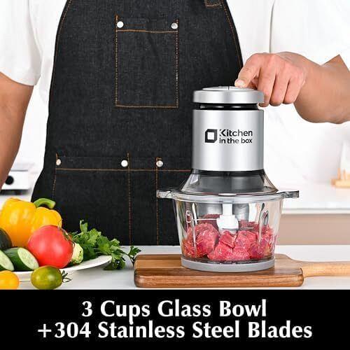 Kitchen in the box Mini Food Processors400W Powerful Mini Meat Grinder & Food...