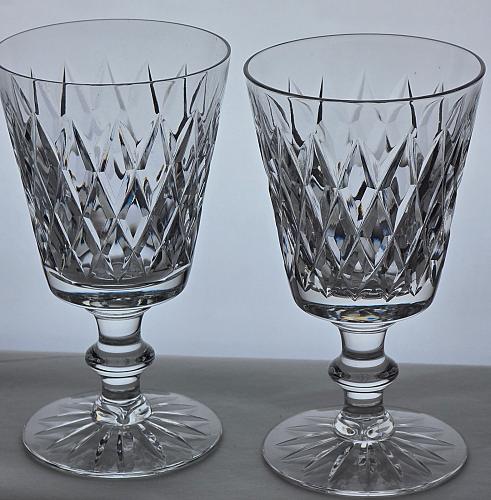 Hand cut clear glass goblet Seneca Pair
