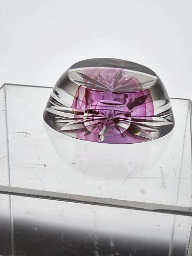 Hand cut glass oval art Paperweight signed Peter ORourke