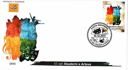 Albania stamps 2011. 45-th ANNIVERSARY OF ARTS ACADEMY. FDC MNH