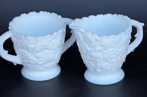 Westmoreland Bramble Maple milk Glass sugar and creamer