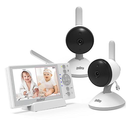 JouSecu Baby Monitor with 2 Cameras Video Baby Monitor 4.3 Inches LCD Split S...