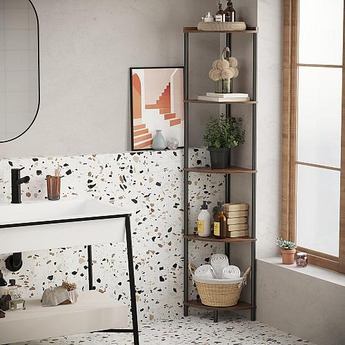 SUNMORY 5 Tier Corner Shelf StandIndustrial 65" Corner Shelves Display Shelf ...