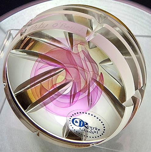 Hand cut glass art Paperweight signed Peter ORourke