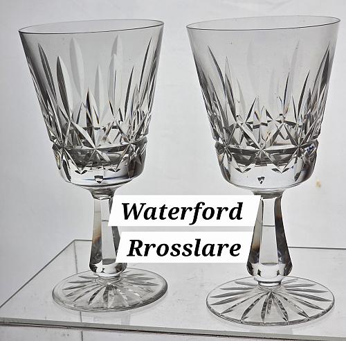 Signed Waterford CUT GLASS Rosslare goblet crystal pair