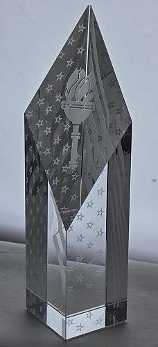 Glass art optical sculpture stars and strpes