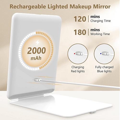 miroposs Rechargeable Makeup Mirror for Travel Vanity Mirror with 80LEDs 3 Co...