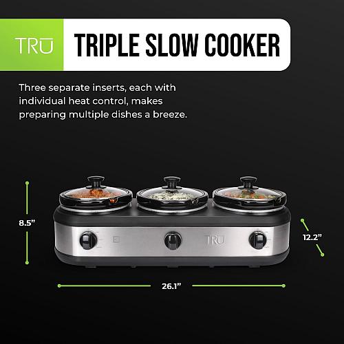 TRU Triple Buffet Server Three 2-1/2-Quart Removable Inserts