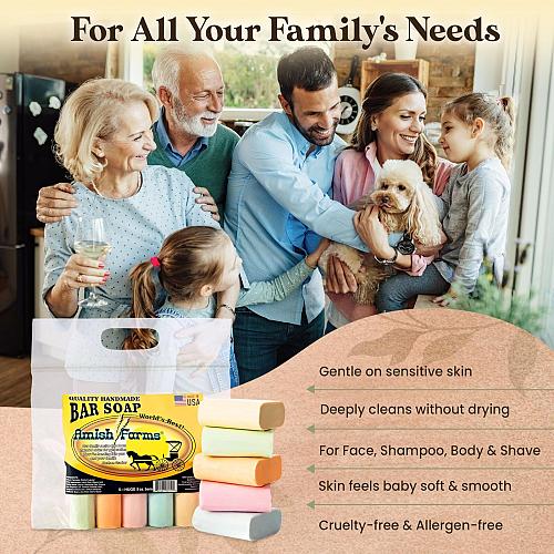 Amish Farms Bar Soap w/All Natural Bentonite Clay | Made in USA Vegan Moistur...