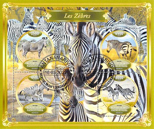 Madagascar 2022 Sheet Zebras animals 4 vlaues (TS0081)