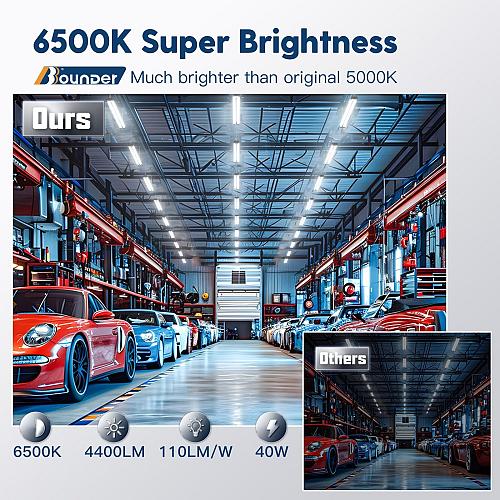 Bbounder 10 Pack Linkable LED Utility Shop Light 4400 LM 6500K Cool Daylight ...