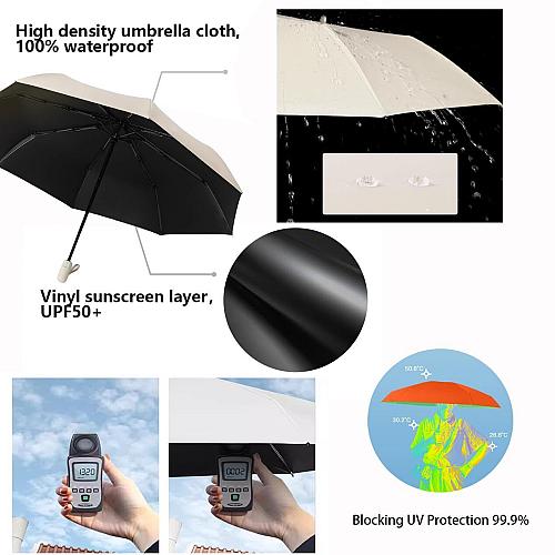 Compact Travel Folding Umbrella Automatic Open/Close Handle Coating Layer Fab...