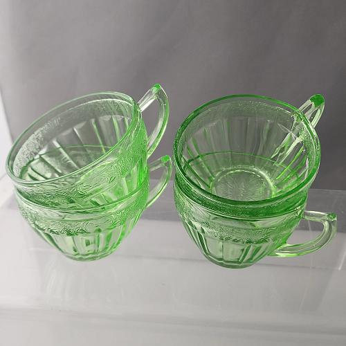 Depression Glass Jeannette cherry blosom cups 4 piece