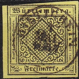 GERMANY W&uuml;rttemberg [1851] MiNr 0002 a V ( O/used )