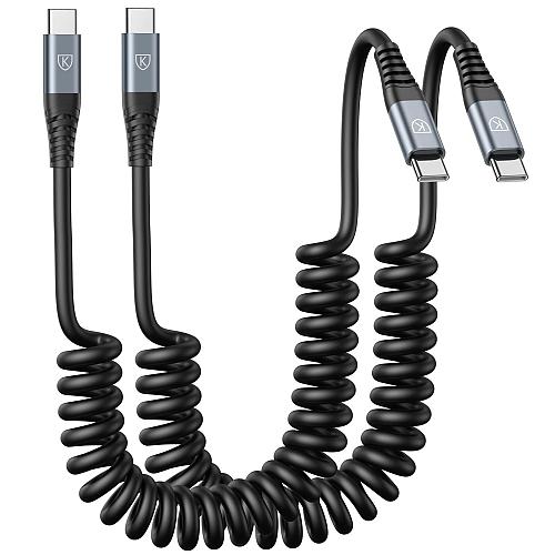 USB C to USB C Cable 3ft 2Pack Coiled USB C Charger Cable for Car Type C Fast...