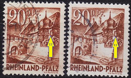 GERMANY Alliiert Franz. Zone [RheinlPfalz] MiNr 0023 y II ( O/used ) [02] 2 Frben