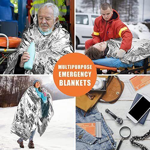QIO CHUANG Emergency Mylar Thermal Blankets -Space Blanket Survival kit Campi...