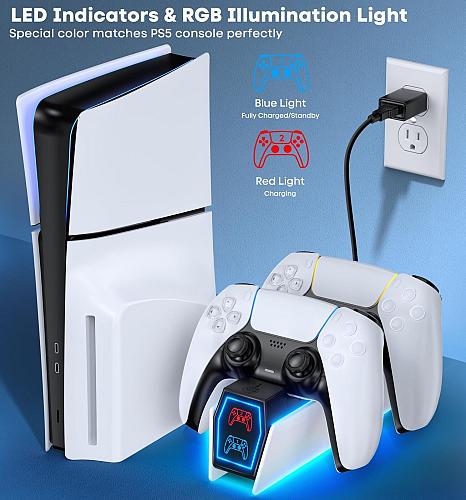 OIVO PS5 Controller Charger PS5 Accessories Kits with Fast Charging AC Adapte...