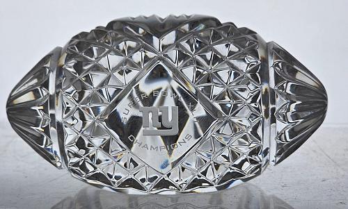 Signed Waterford crystal NY superbowl football paperweight