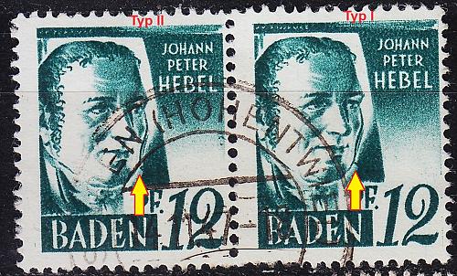 GERMANY Alliiert Franz. Zone [Baden] MiNr 0004 yv 2er ( O/used ) [02] Typ II+I