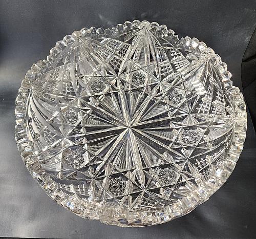 ABP cut glass signed Hawkes 12" bowl American