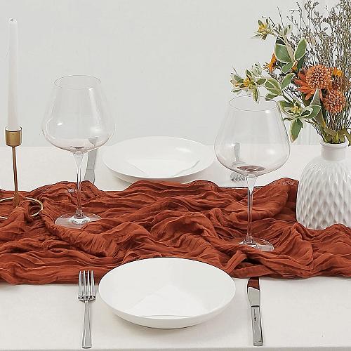 DOLOPL Thanksgiving Table Runner Fall Cheesecloth Table Runner 13.3ft Rust Ga...