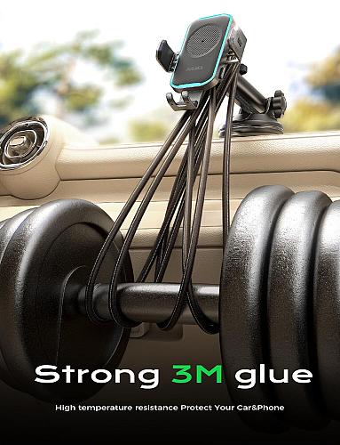 JUSAKA Wireless Car Charger 15W Fast Charging Auto Clamping Car Phone Holder ...