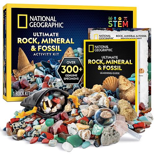 NATIONAL GEOGRAPHIC Rock Collection Box for Kids – 300 Piece Gemstones and Cr...